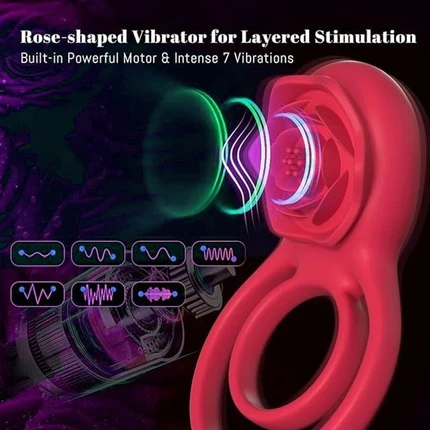 Tarzanee - 7 Vibrating Dual Loop Rose Cock Ring