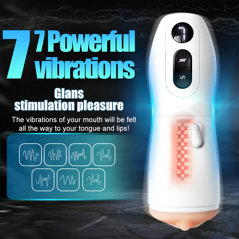 7-Mode Vibrating Automatic Male Masturbator Cup with Realistic Lip Entrance & Textured Tunnel
