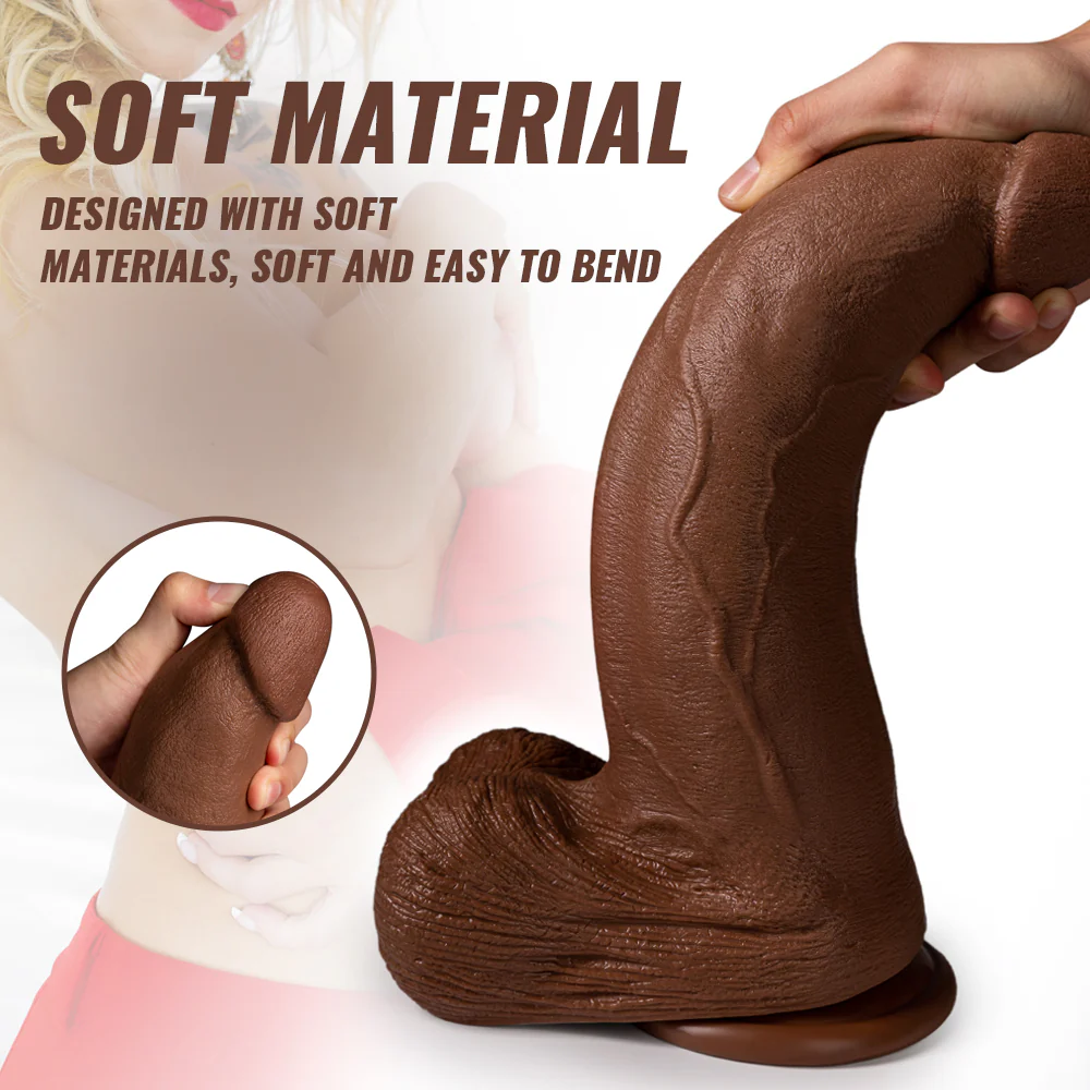 Tarzanee - Silicone Adult Sex Toys Long Brown Dildo with Suction Cup for Hands-Free Play 13.39 in