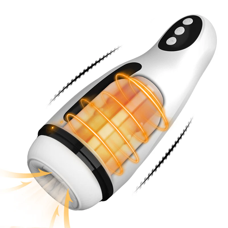 3-in-1 Heated Automatic Suction Vibrating Male Masturbator Cup with Realistic Oral Feel