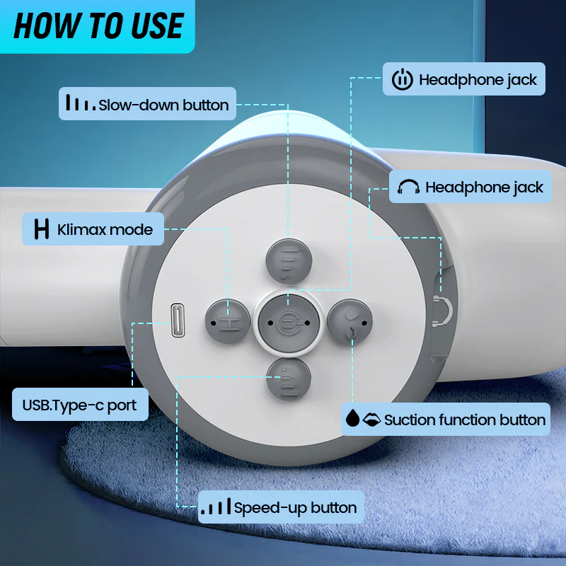 Tarzanee - Automatic Lubrication 8 Thrusting & Sucking Handheld Male Stroker