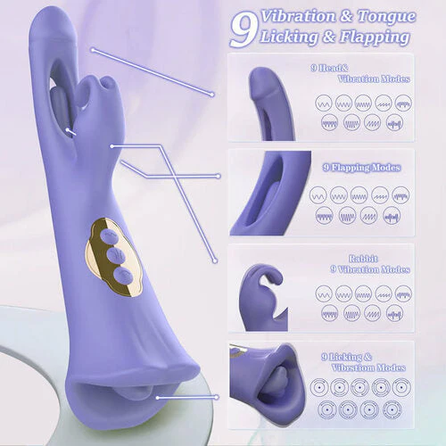 Tarzanee - Clit Nipple Anal Stimulation Rabbit Licking Vibrating Flapping 4 IN 1 Stimulator