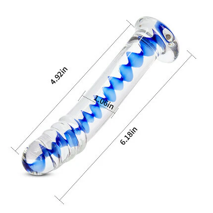 Tarzanee Frozen Sapphire Spiral Glass Dildo 6.18 Inch