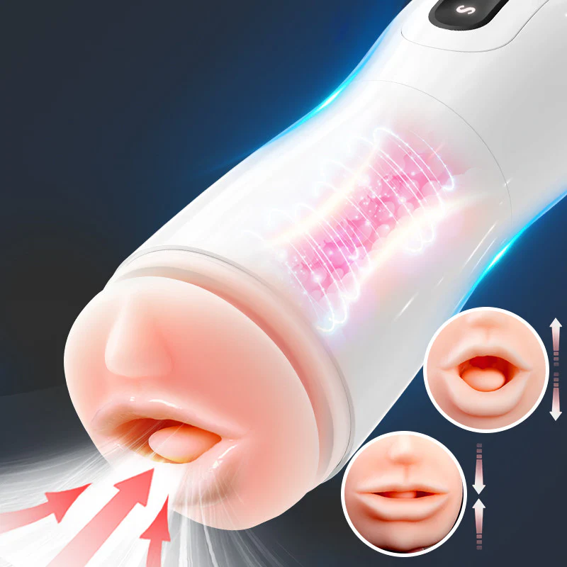 7-Mode Vibrating Automatic Male Masturbator Cup with Realistic Lip Entrance & Textured Tunnel