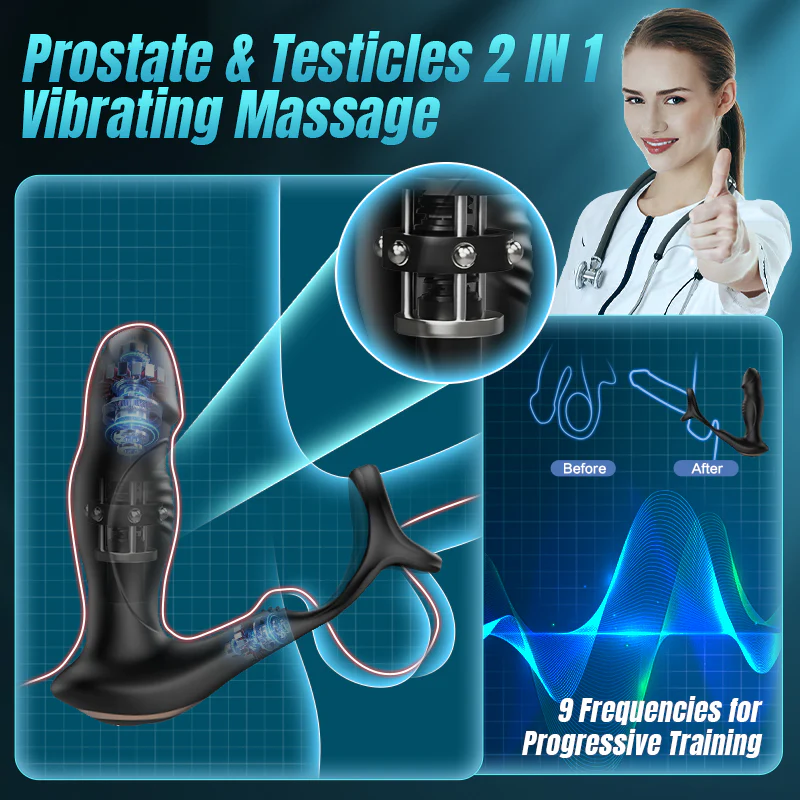 Blossom - 9 Wriggling Swaying Male Prostate Toy with Cock Ring