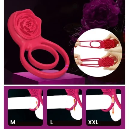 Tarzanee - 7 Vibrating Dual Loop Rose Cock Ring