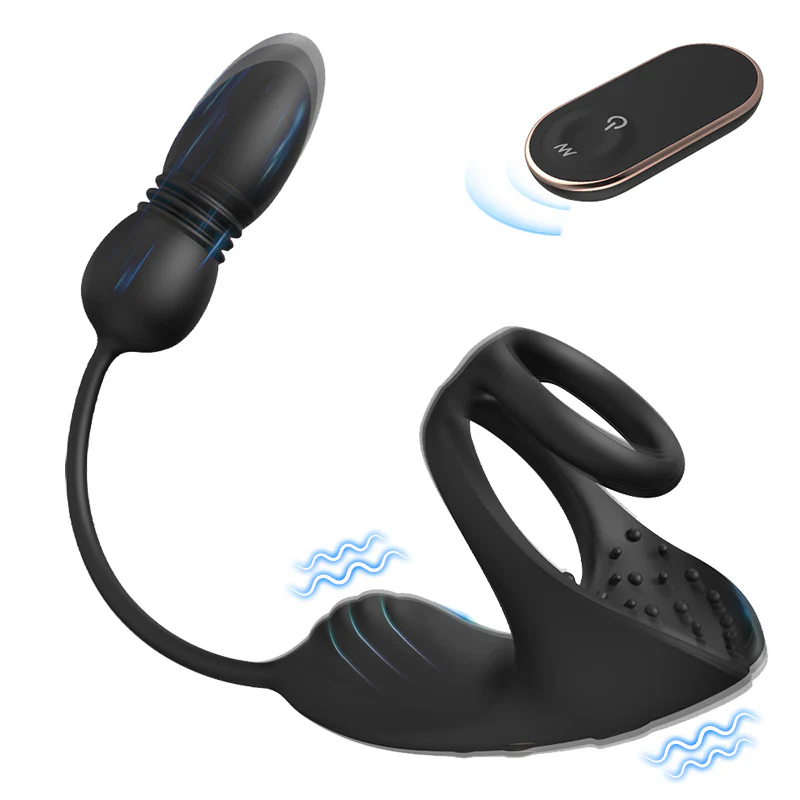 Tarzanee - 9 Thrusting & Vibrating Prostate Massager with Dual Cocking Rings Testicular Stimulator