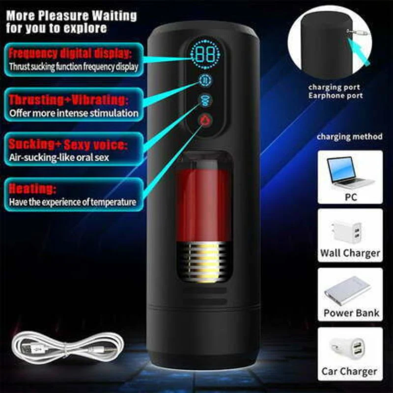 Tarzanee - 9 Telescopic Vibration Sucking Heated Aircraft Male Stroker