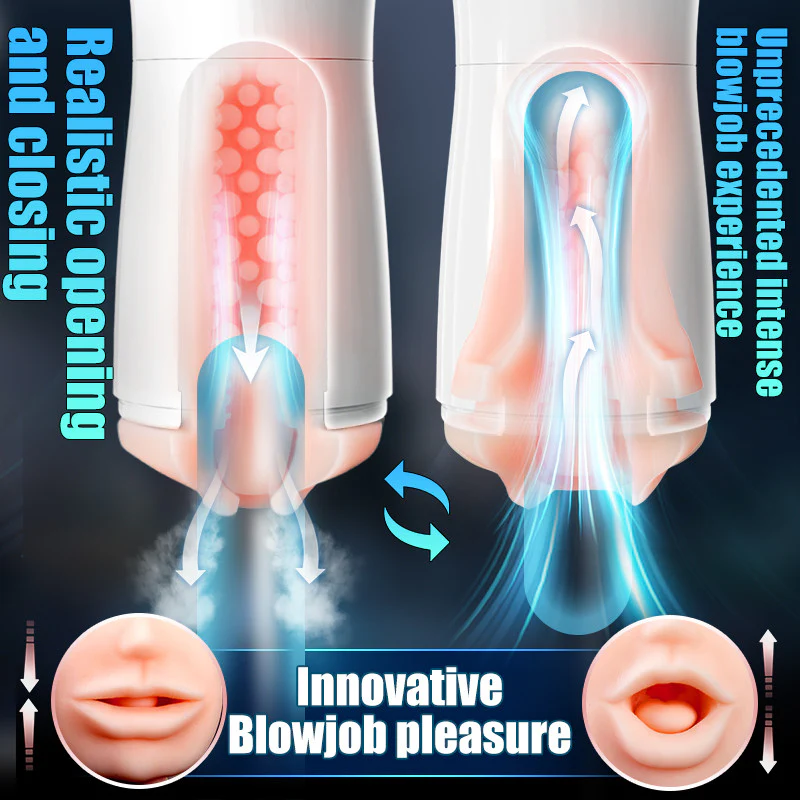 7-Mode Vibrating Automatic Male Masturbator Cup with Realistic Lip Entrance & Textured Tunnel