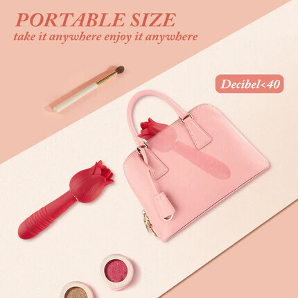 Tarzanee Red Rose Low Noise 5 Thrusting & Vibrating 7 Tongue Licking Vibrator