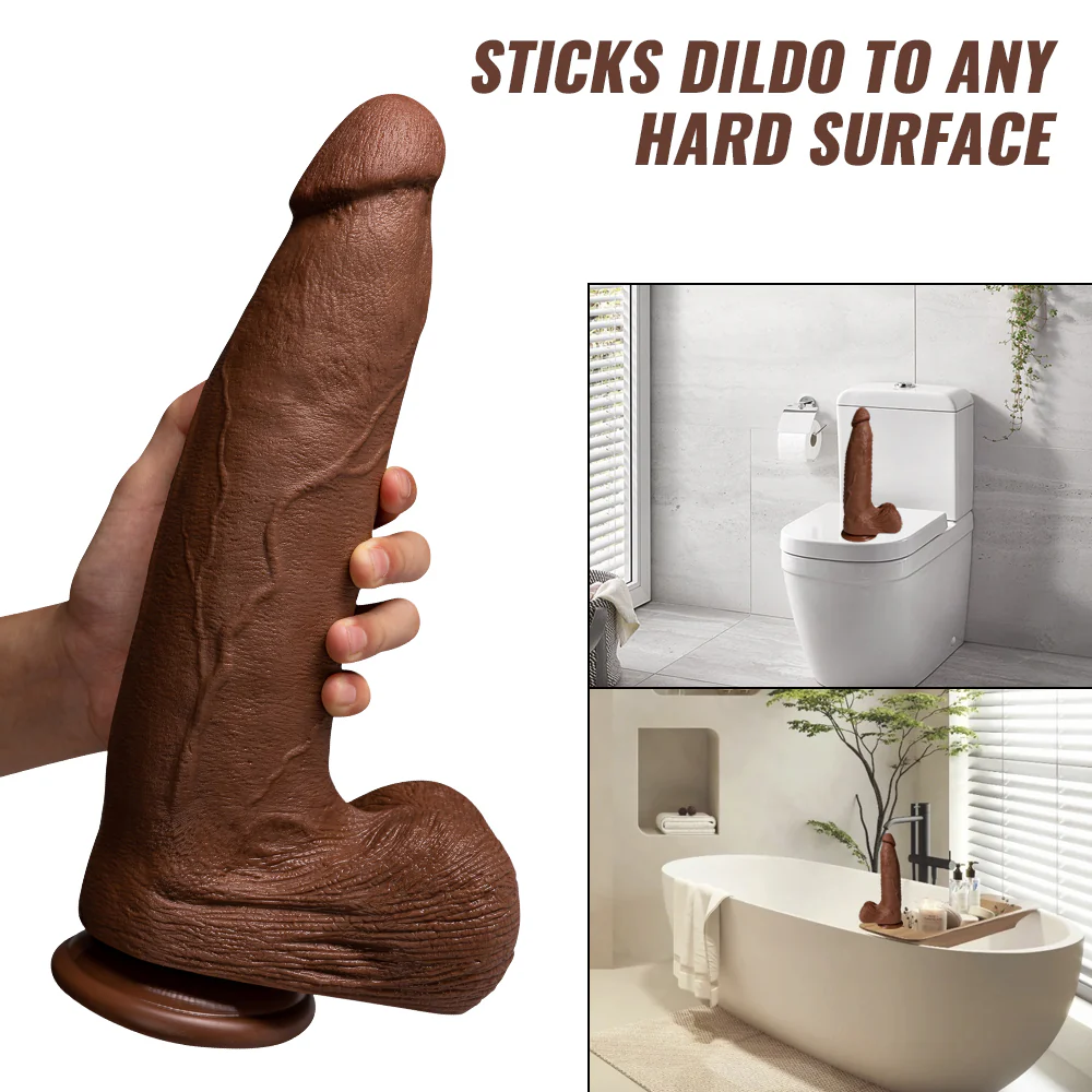 Tarzanee - Silicone Adult Sex Toys Long Brown Dildo with Suction Cup for Hands-Free Play 13.39 in