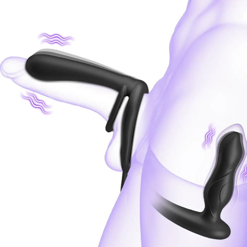 Double Penetration  Double Vibration  Couple Vibrator with Locking Sperm Ring