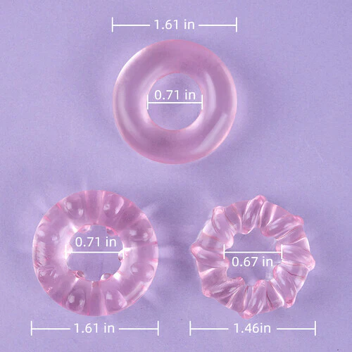 Tarzanee - 3-Piece Set Cock Rings High-Elasticity Tpe Rings For Male Pleasure